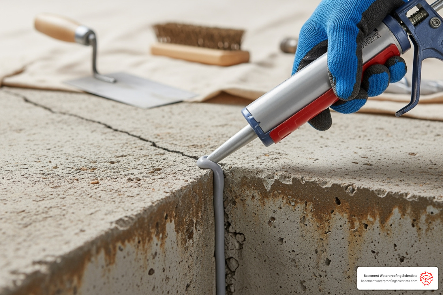 Illustrations of different types of foundation cracks including vertical, horizontal, and stair-step cracks, with labels indicating their common characteristics and implications - best sealant for foundation cracks