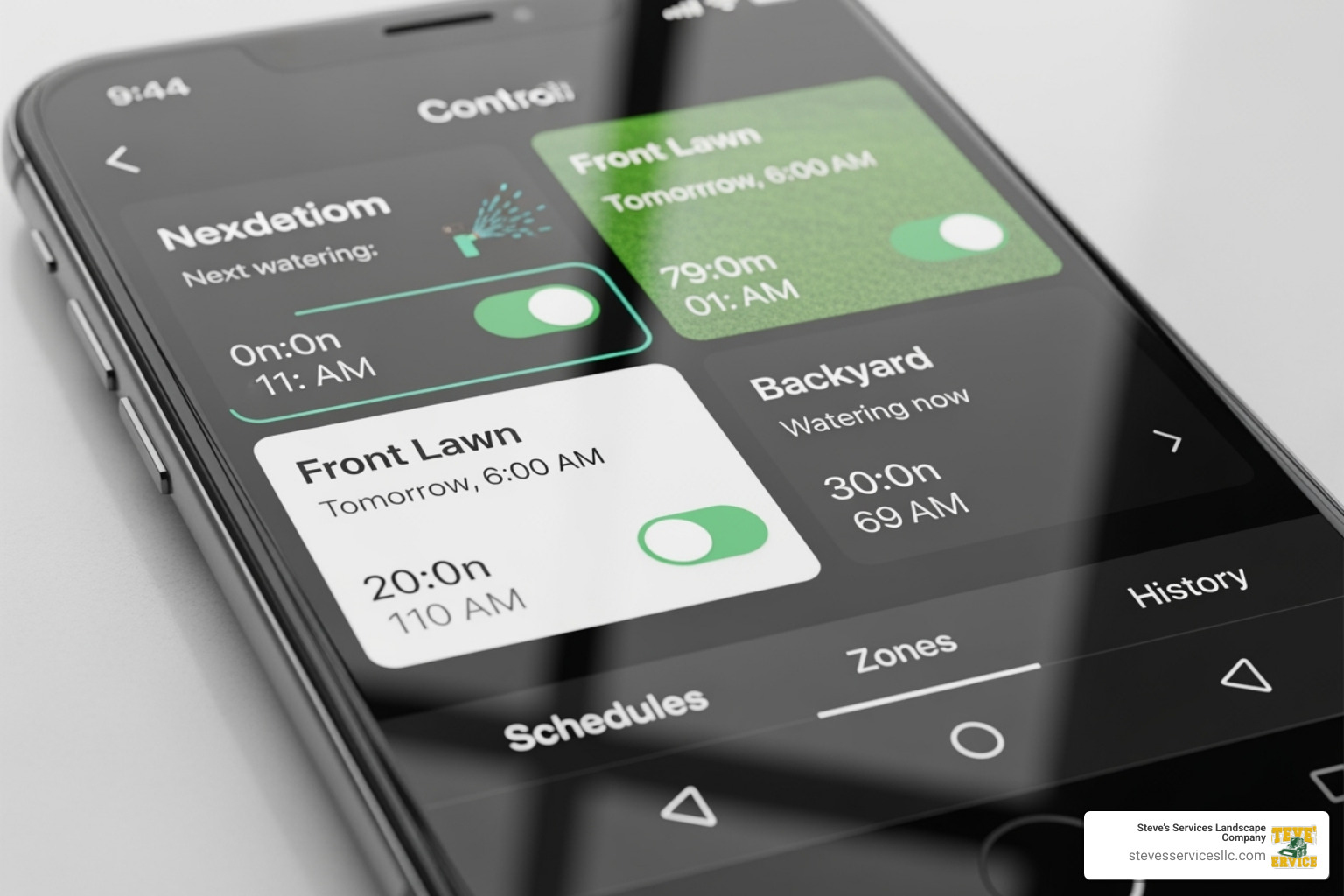 smartphone screen showing a sprinkler control app - cost of sprinkler system control box