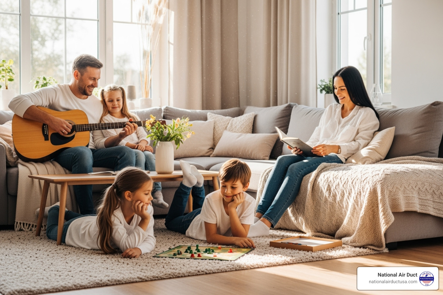 Family enjoying their clean home - Air Duct Cleaning Westbury NY