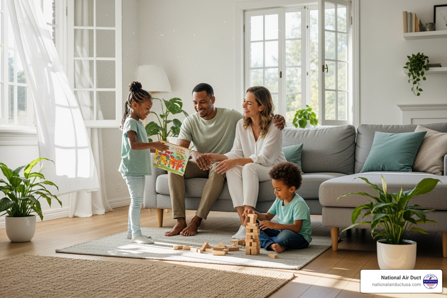 family enjoying fresh, clean air - Air duct cleaning