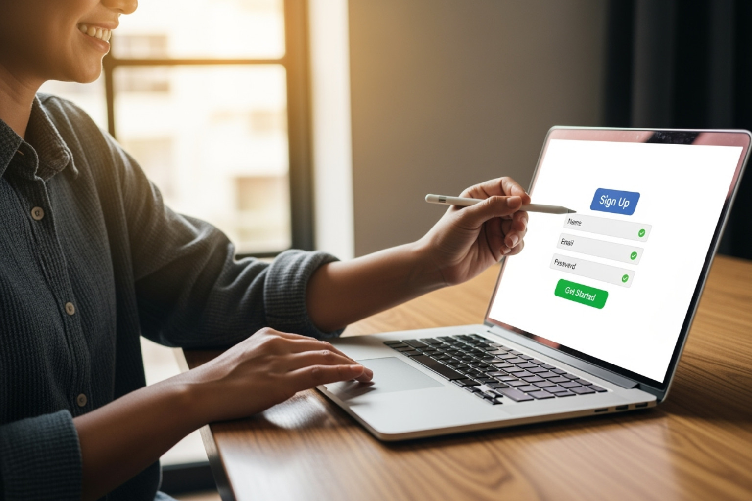 Person easily signing up for 5starsstocks.com - 5starsstocks.com passive stock