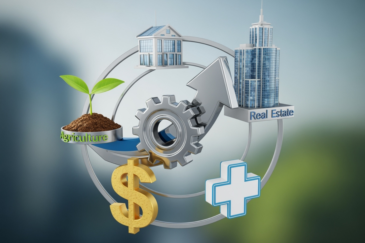 of a diversified portfolio with various industry icons - 5starsstocks.com ai