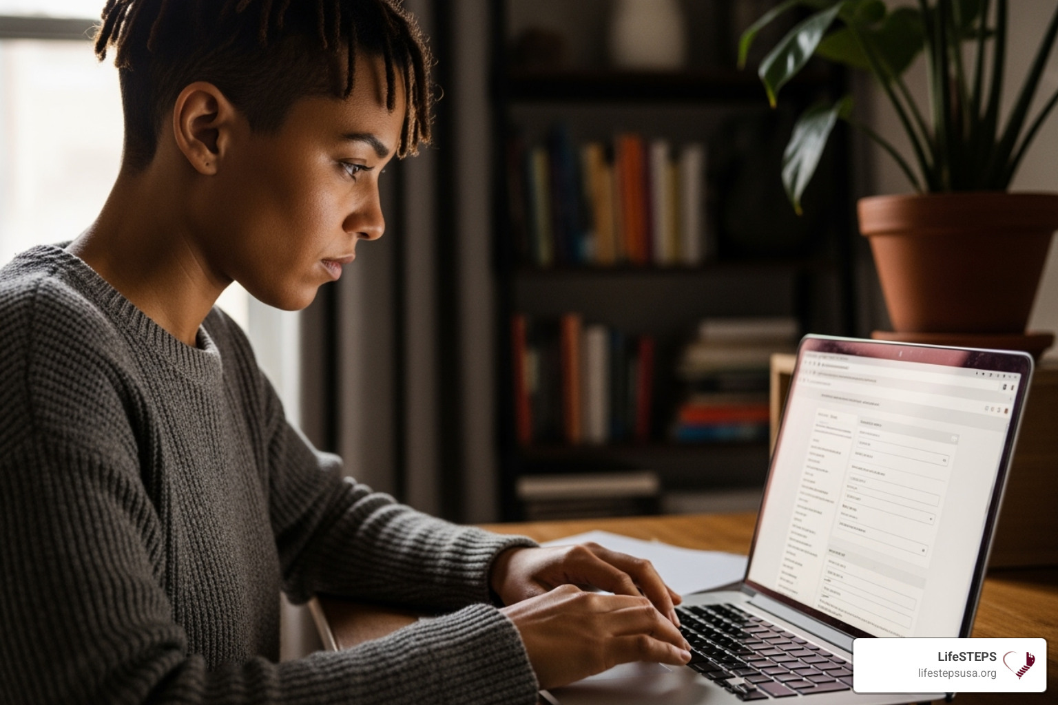 Person searching for rental assistance on a laptop - emergency rental assistance california