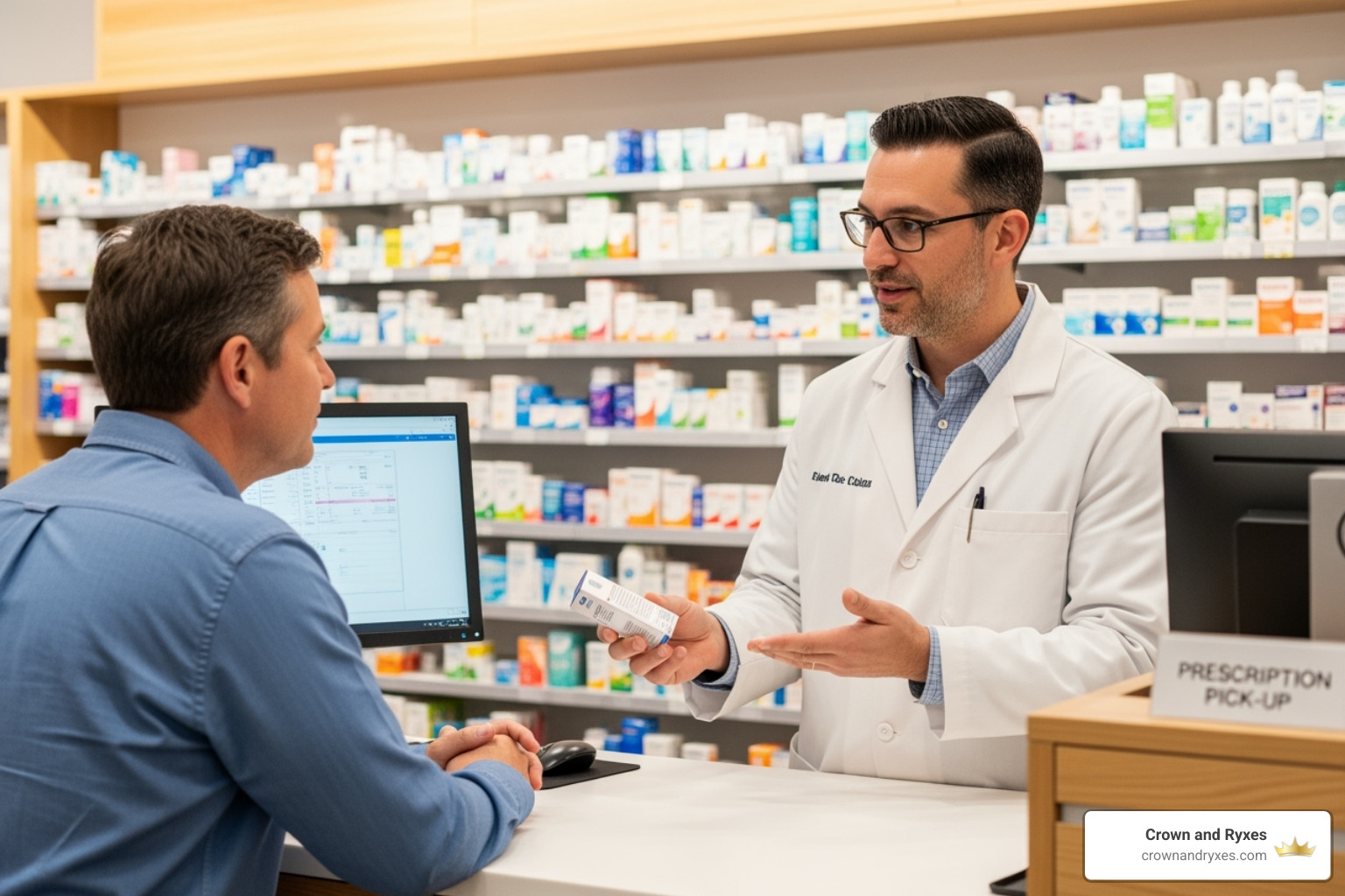 pharmacist consulting with a patient - Oral ED medication