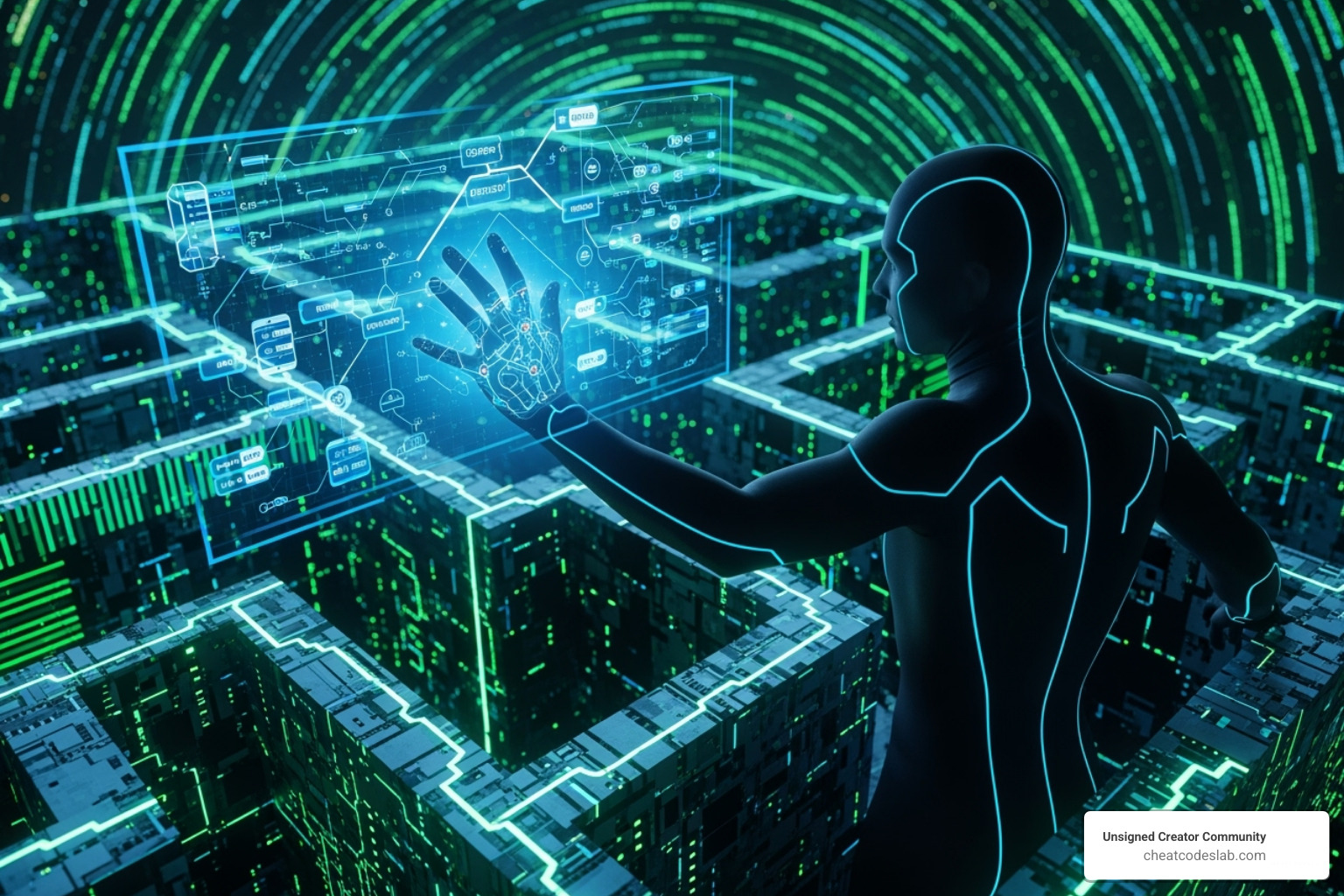 Deep learning challenges in digital marketing depicting a person navigating a complex digital maze - deep learning in digital marketing