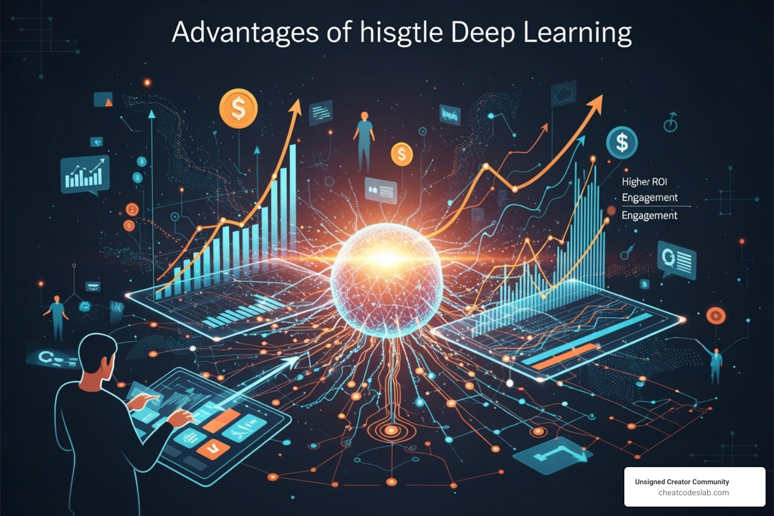 Deep learning benefits in digital marketing showing increased engagement and ROI - deep learning in digital marketing