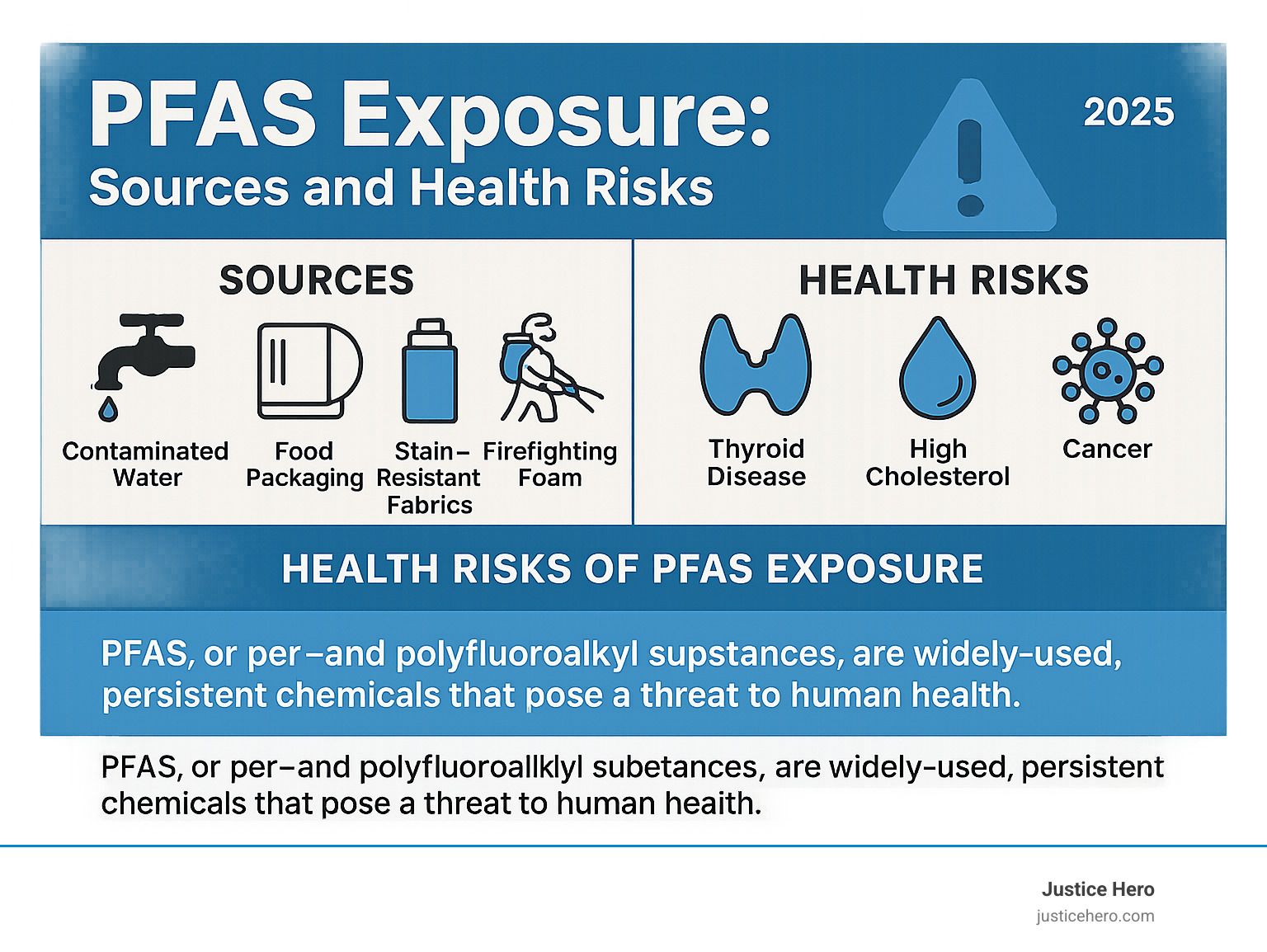 infographic explaining the sources and health risks of PFAS exposure - pfas lawsuit settlement amounts per person infographic infographic explaining the sources and health risks of PFAS exposure - pfas lawsuit settlement amounts per person infographic