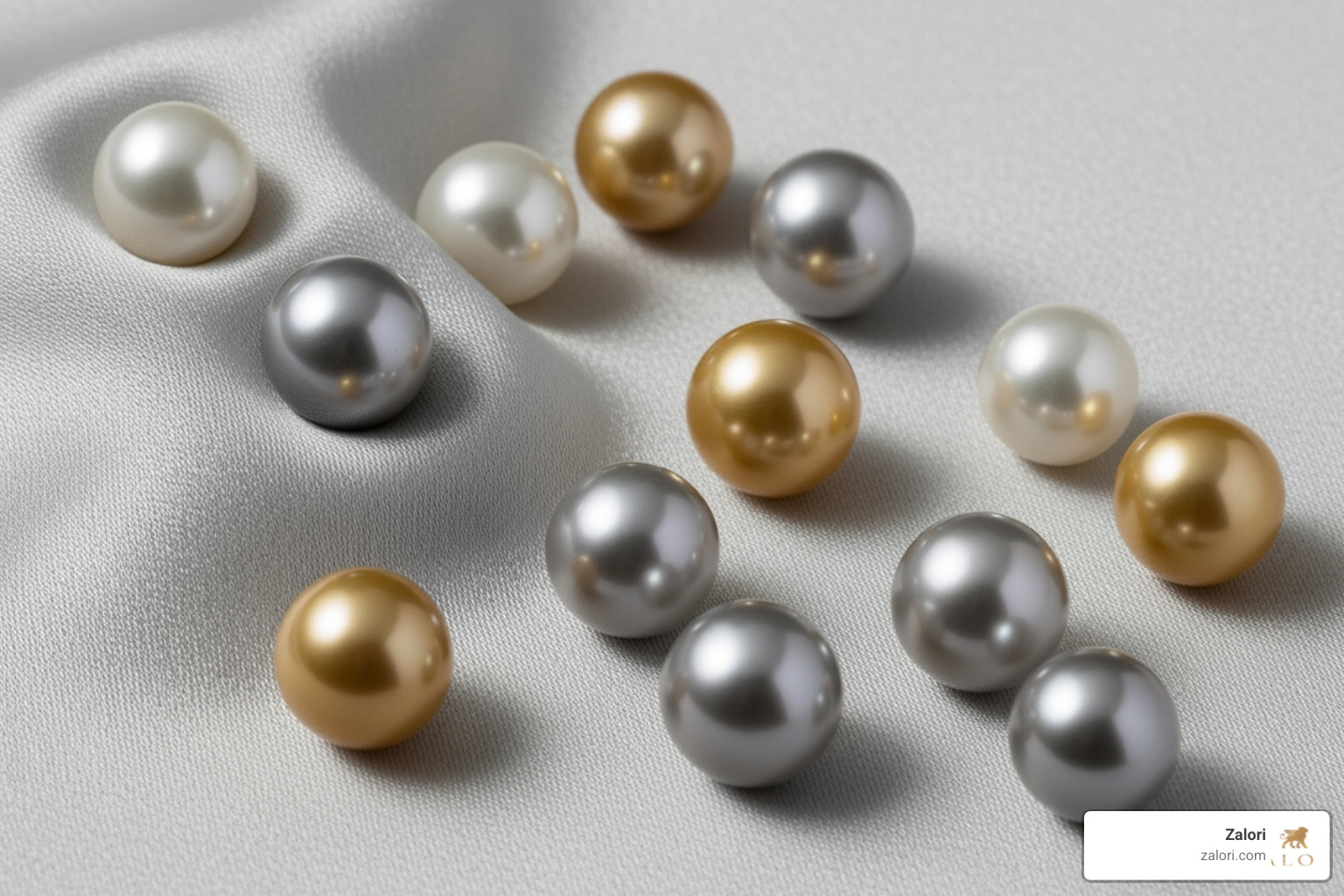 range of South Sea pearl colors (white, silver, golden) - South Sea pearls