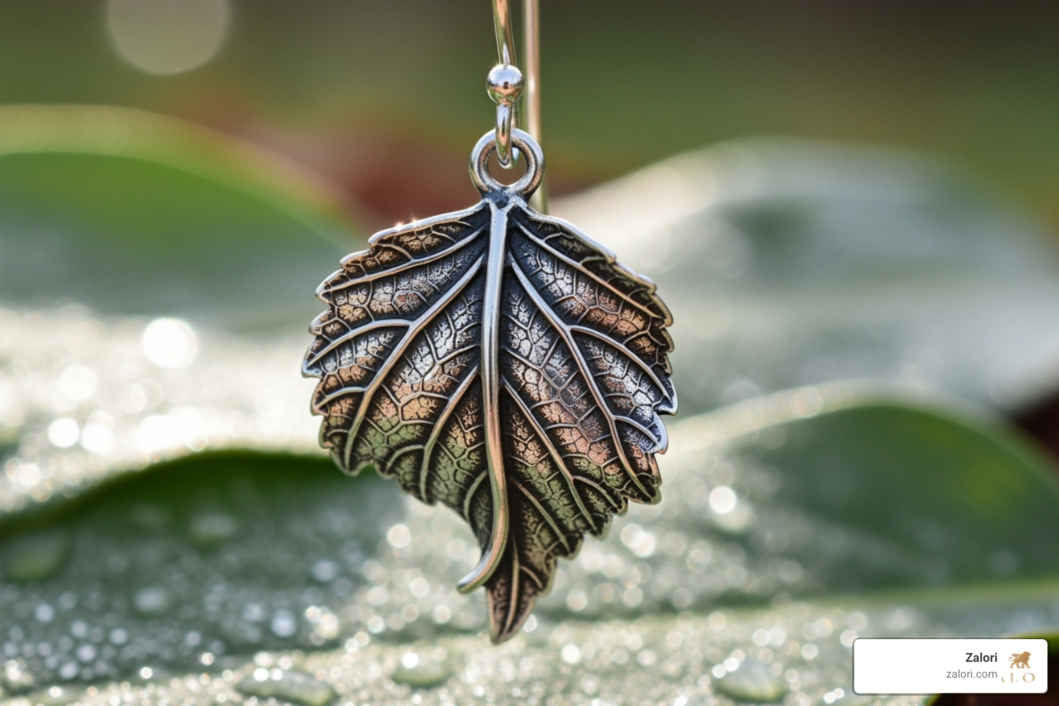 nature-inspired silver leaf earring - handmade silver jewelry