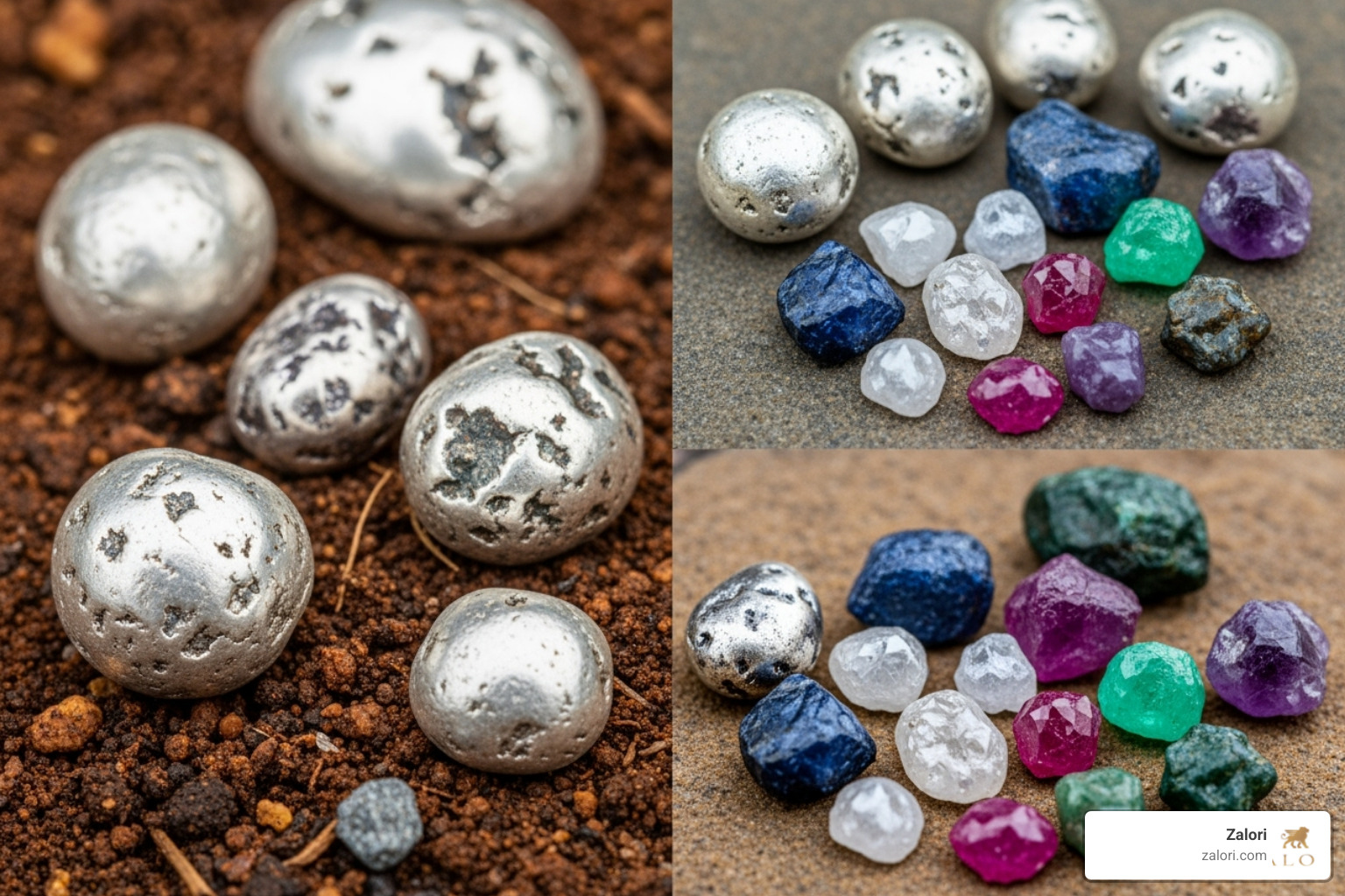 raw, ethically sourced silver nuggets and gemstones - handmade silver jewelry