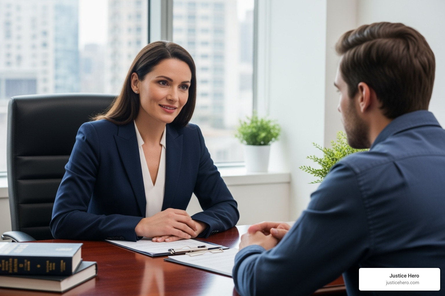 Lawyer consulting with a client, showing a professional and supportive interaction - pfas settlement calculator