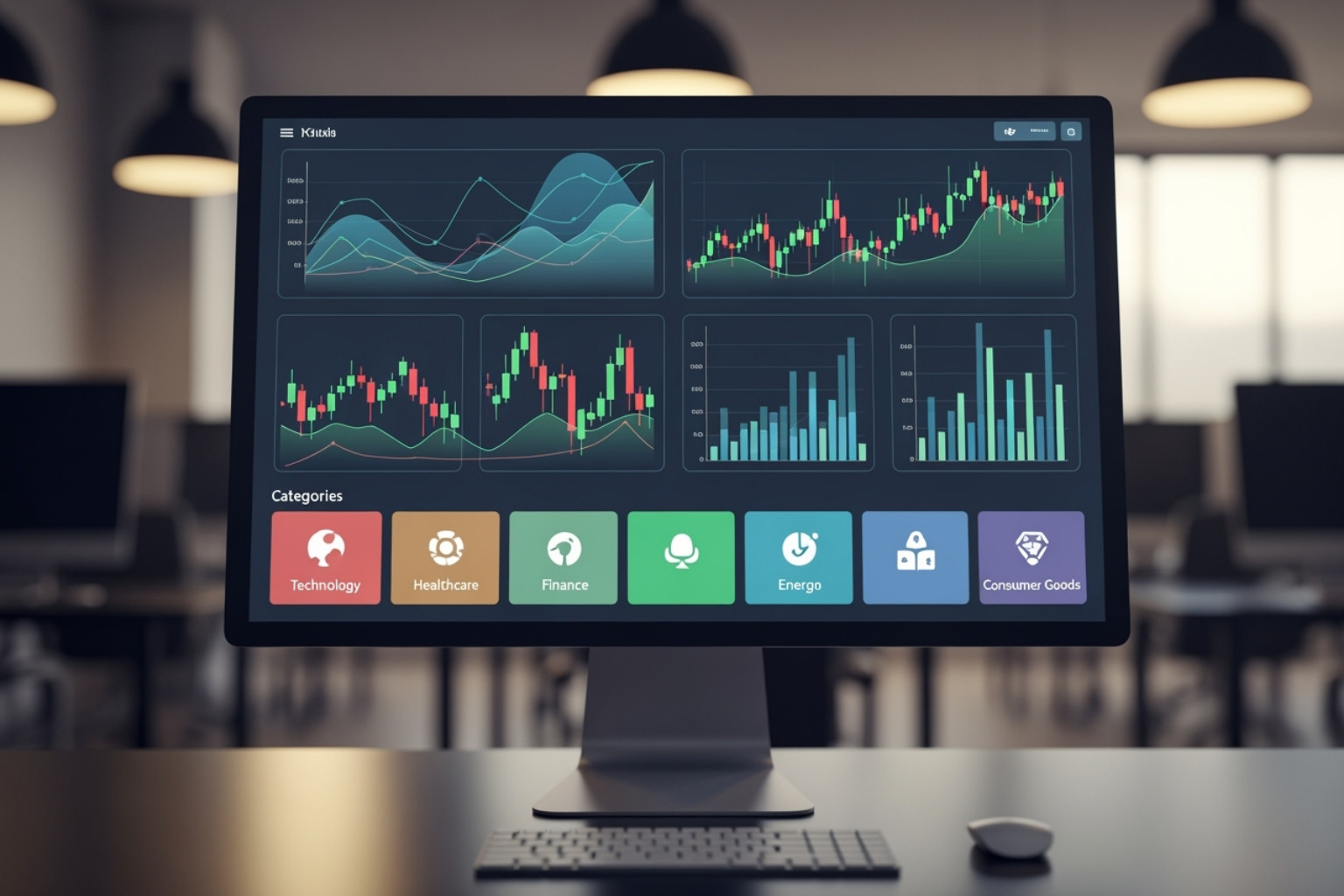 A generic dashboard showing stock ratings and charts, with various stock categories listed - 5starsstocks.com best stocks