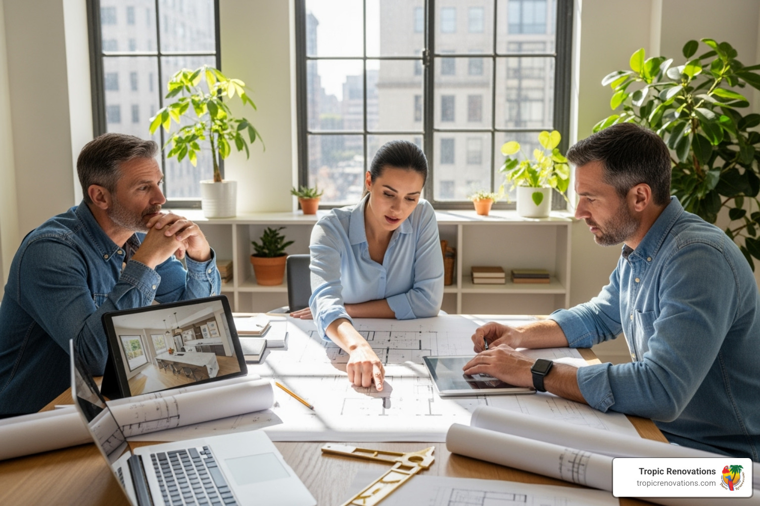 design-build team meeting with a homeowner - what architects look at when finding a home remodeling contractor