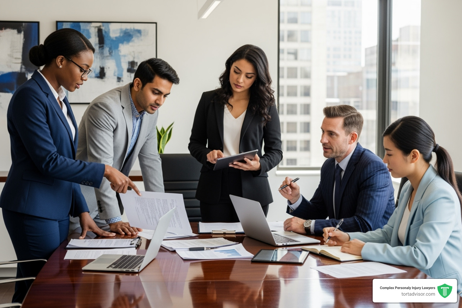 diverse group of lawyers collaborating - how to become a personal injury lawyer