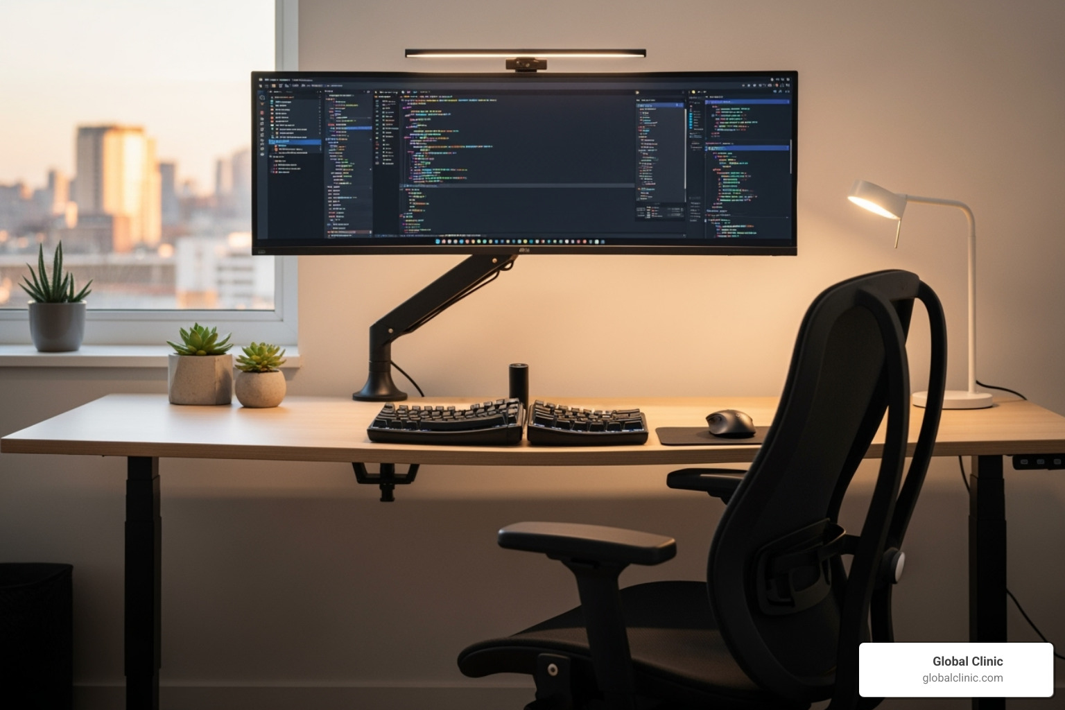 An ergonomic workstation setup - mid back pain