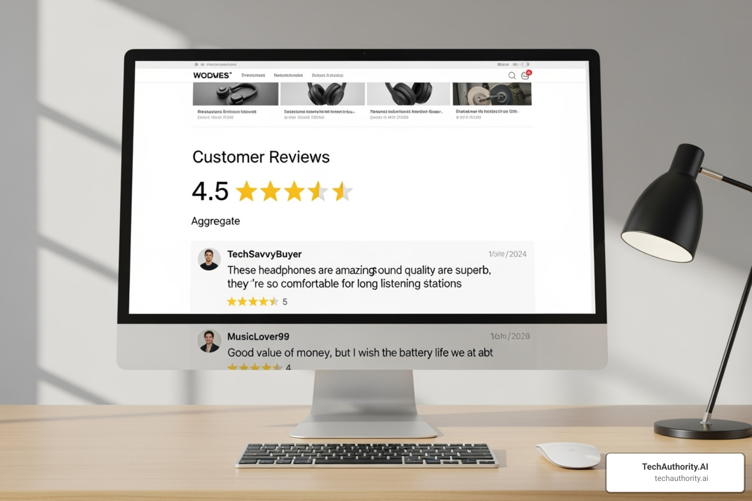 Image of a product page showing customer reviews and star ratings - ecommerce web design