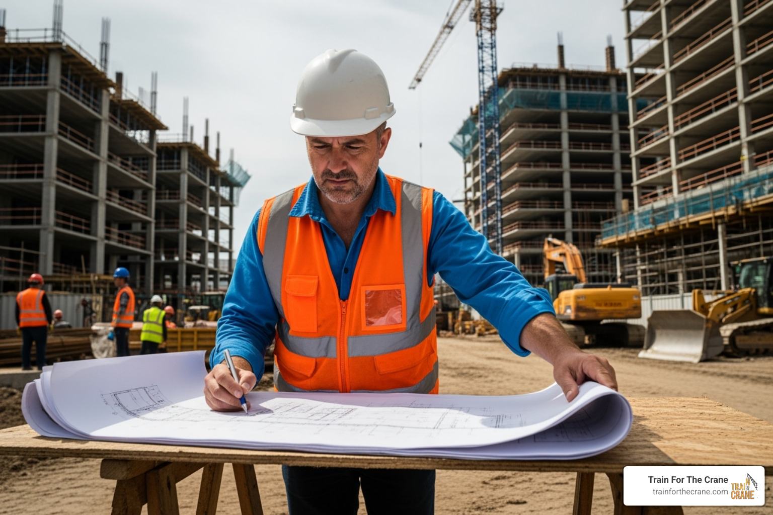 crane operator studying blueprints - nccco classes
