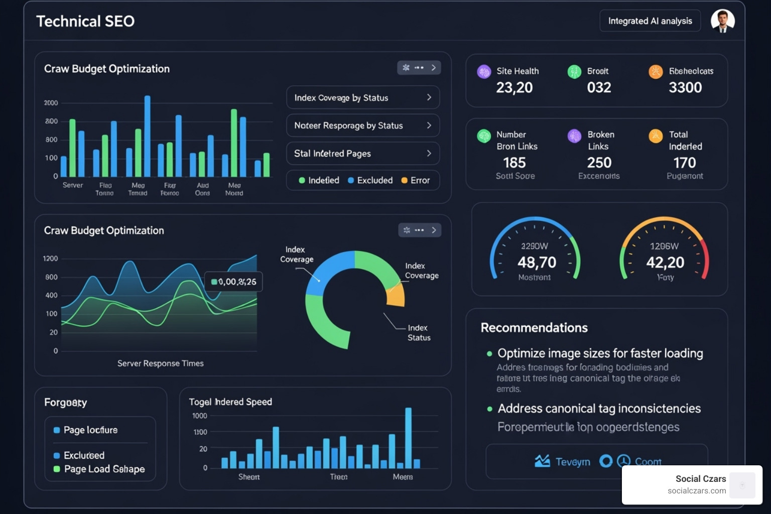 dashboard showing AI-driven technical SEO recommendations - ai impact on seo strategies 2025