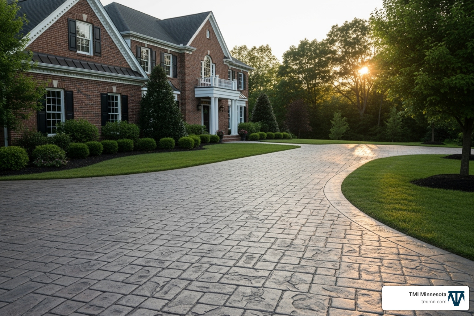 a stamped concrete half-circle driveway mimicking cobblestone - front yard half circle driveway designs a stamped concrete half-circle driveway mimicking cobblestone - front yard half circle driveway designs