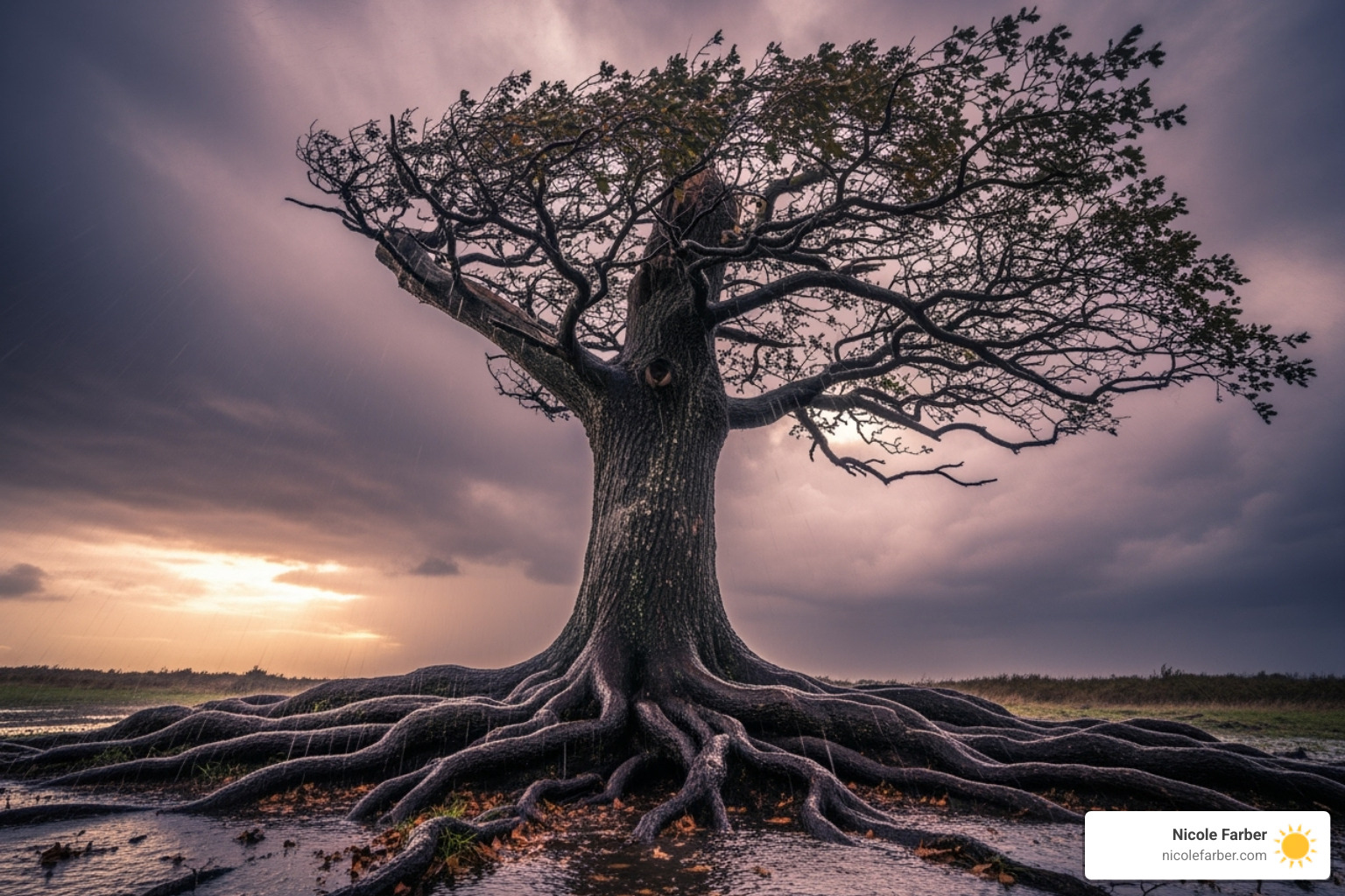 strong, deep-rooted tree weathering a storm - Overcoming business challenges