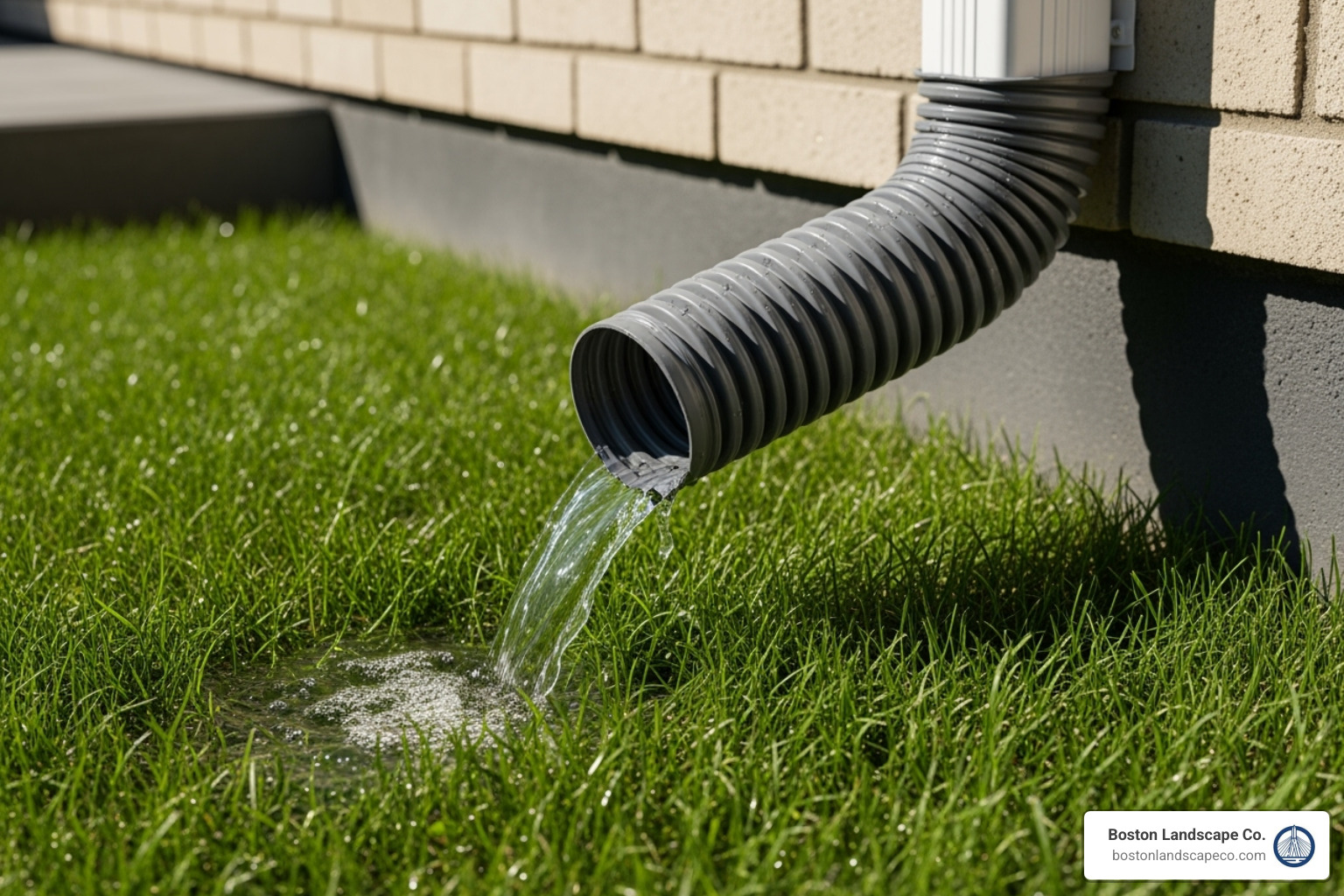 downspout extension directing water away from a house - backyard drainage solutions