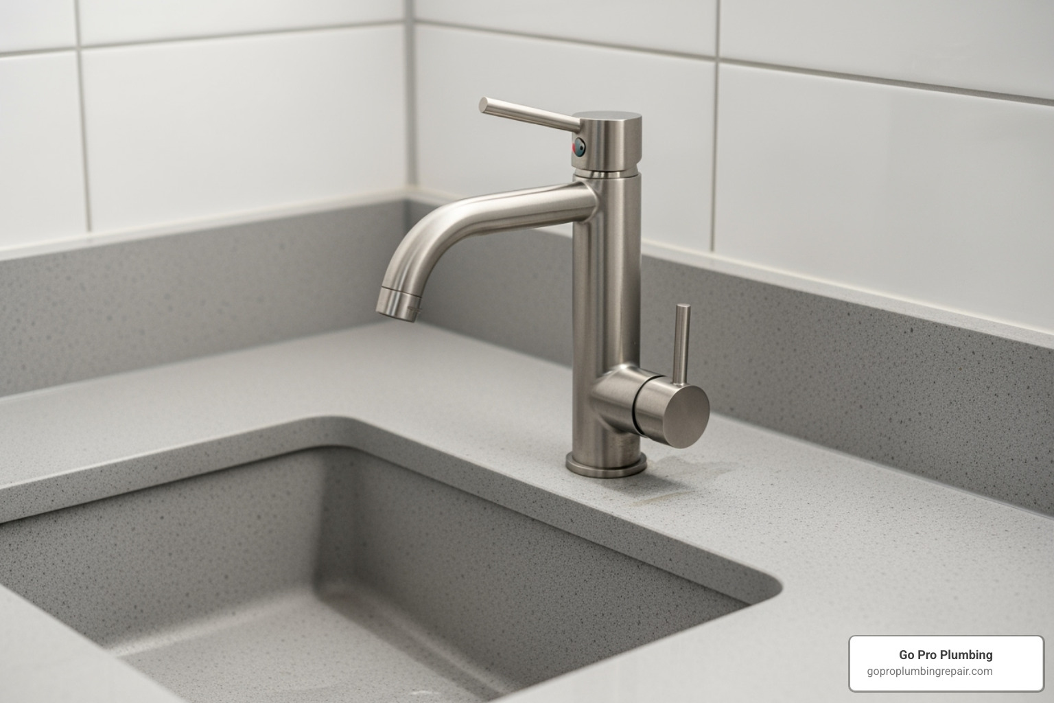 Modern, low-flow school restroom faucet - water conservation in schools