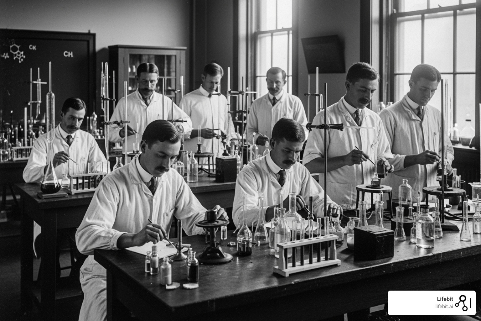 Historical photo of Harvey Wiley's "Poison Squad" conducting food additive experiments - FDA
