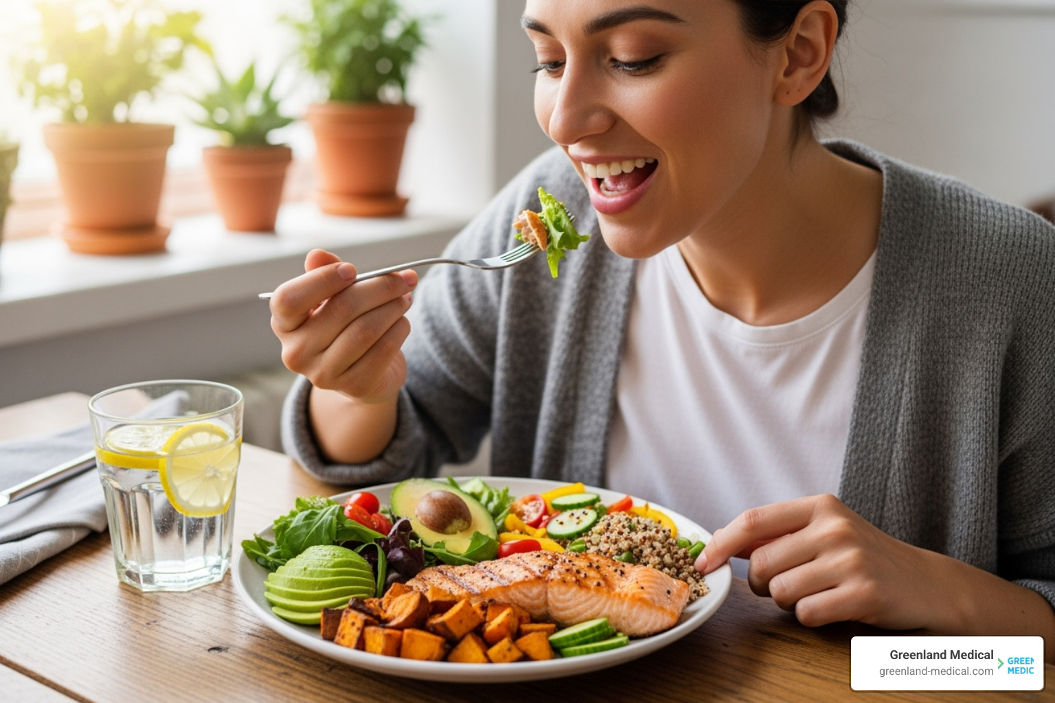 person enjoying a healthy meal - ground chicken vs ground turkey nutrition person enjoying a healthy meal - ground chicken vs ground turkey nutrition
