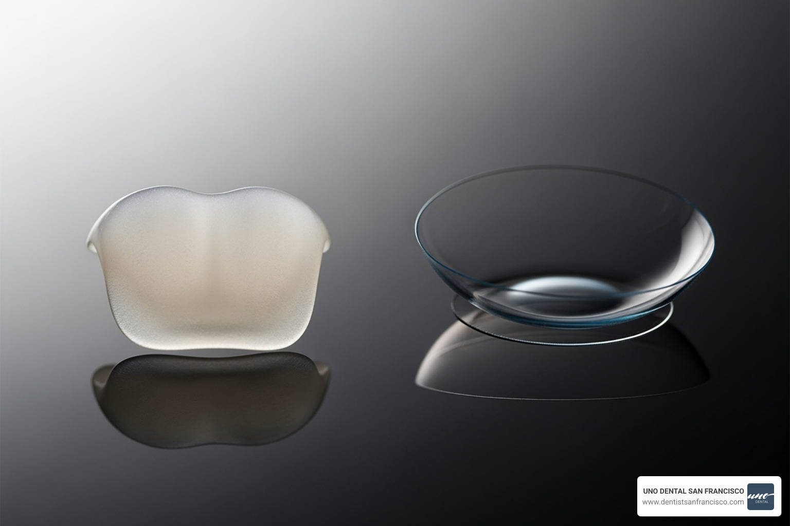 Thinness comparison of a Lumineer to a contact lens - lumineers dental veneers