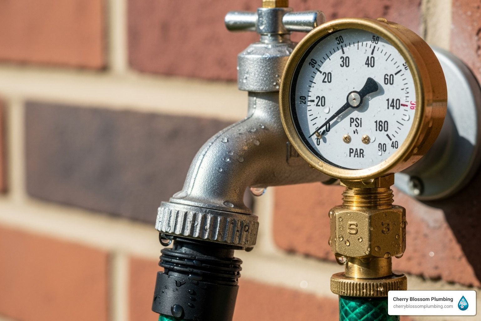 Water pressure gauge attached to an outdoor hose spigot - Low water pressure fix