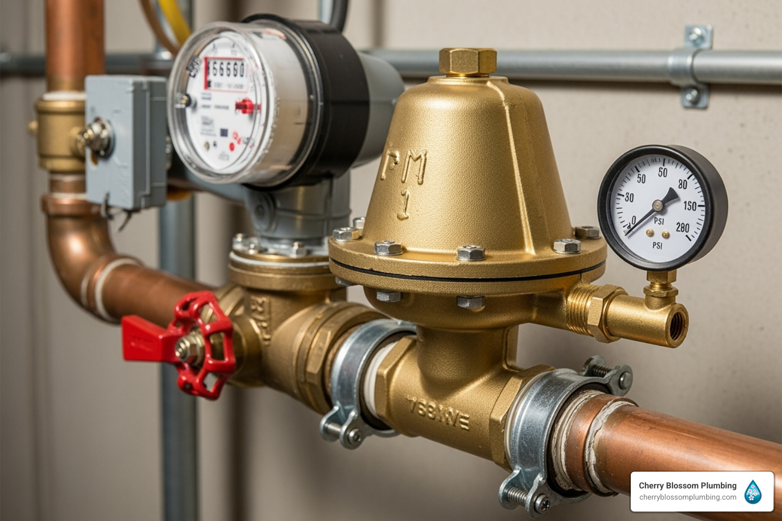 Water pressure regulator on a home's main water line - Low water pressure fix