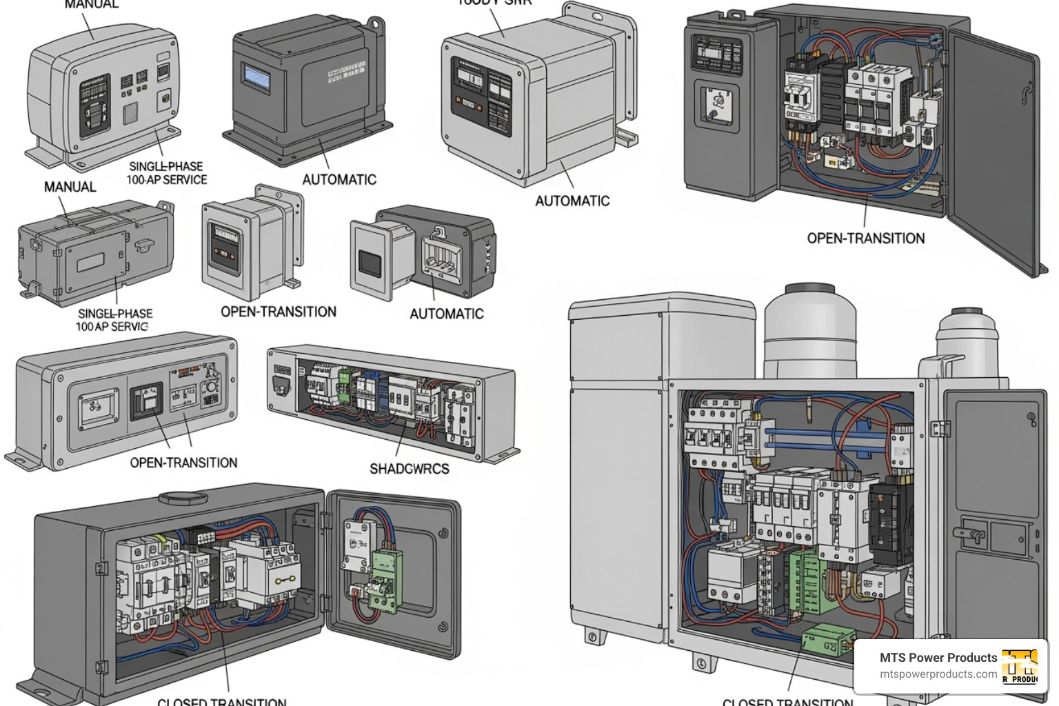 different types and sizes of transfer switches - generator transfer switch