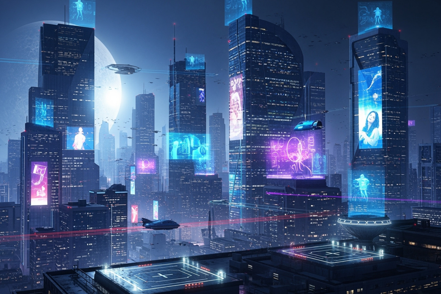 Futuristic city skyline with digital overlays - fintechzoom.com business