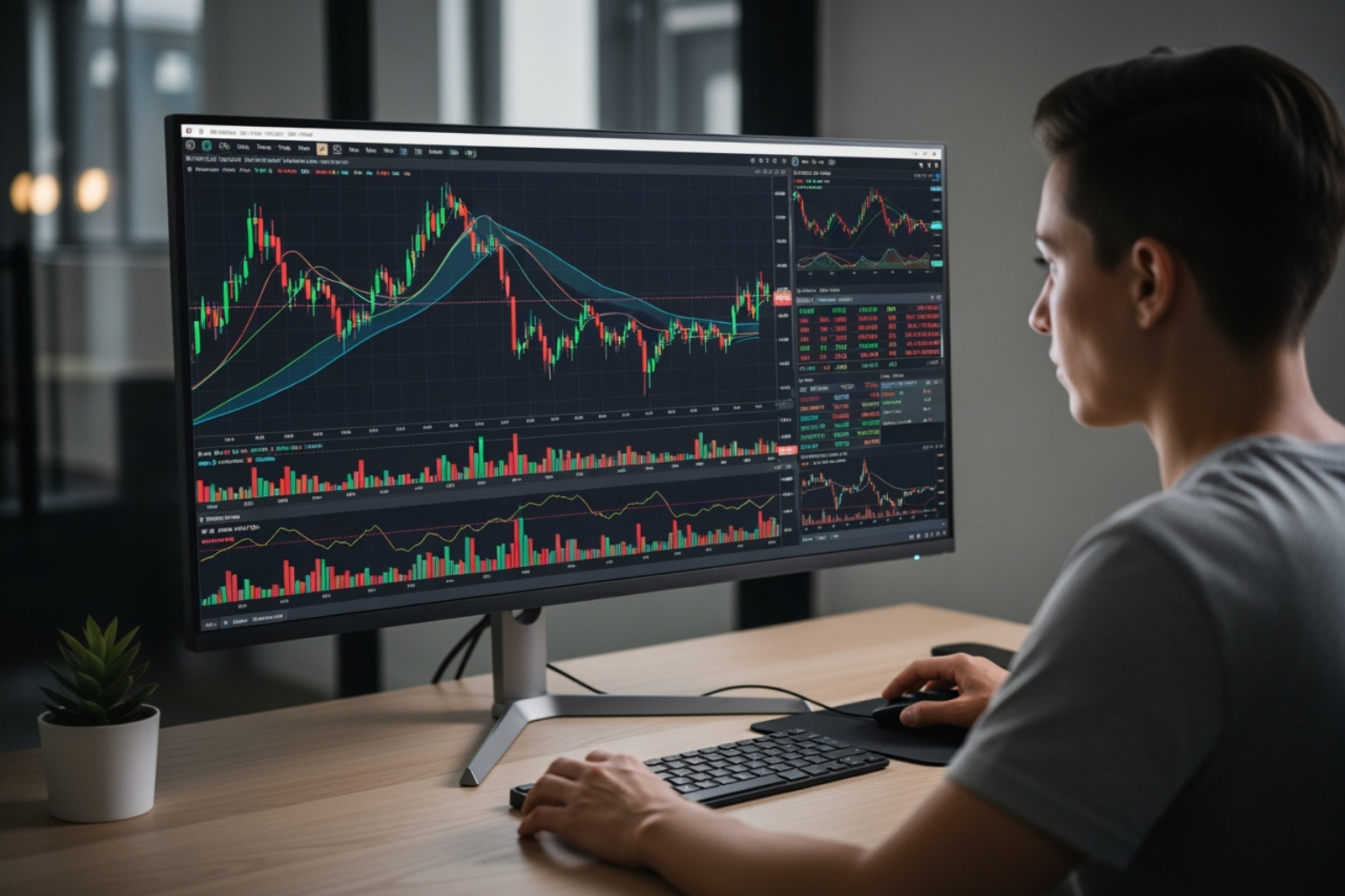User interacting with FintechZoom's advanced charting tools - fintechzoom.com crypto