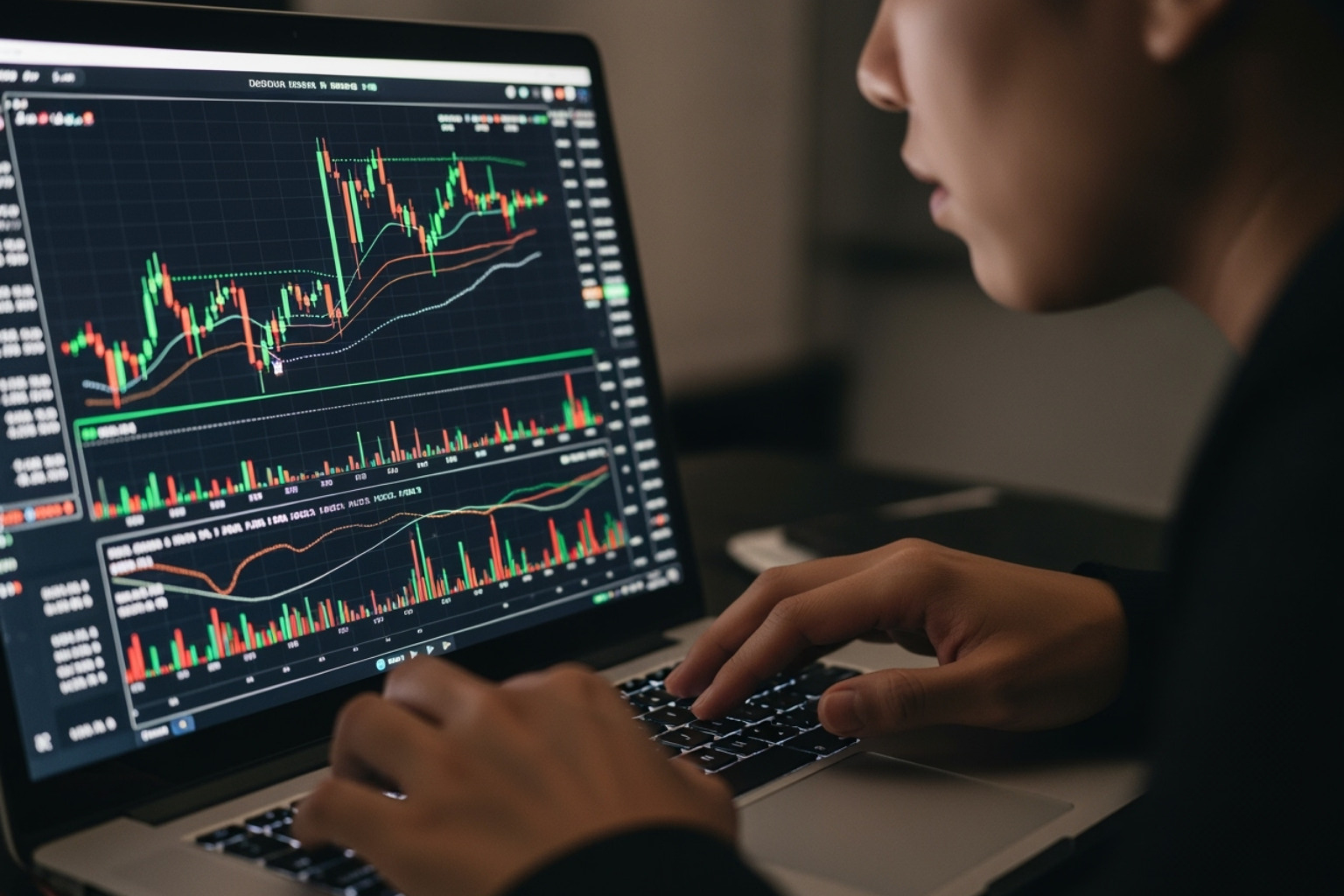 Person analyzing stock charts on a laptop - fintechzoom.com nasdaq Person analyzing stock charts on a laptop - fintechzoom.com nasdaq