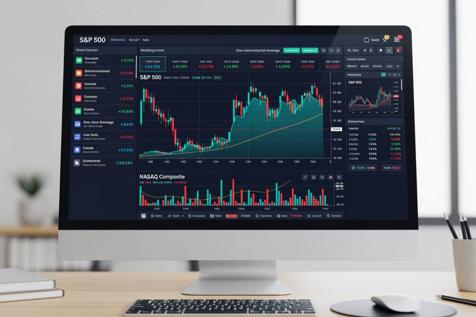 Fintechzoom.com dashboard showing the DJIA, S&P 500, and Nasdaq - fintechzoom.com us markets today