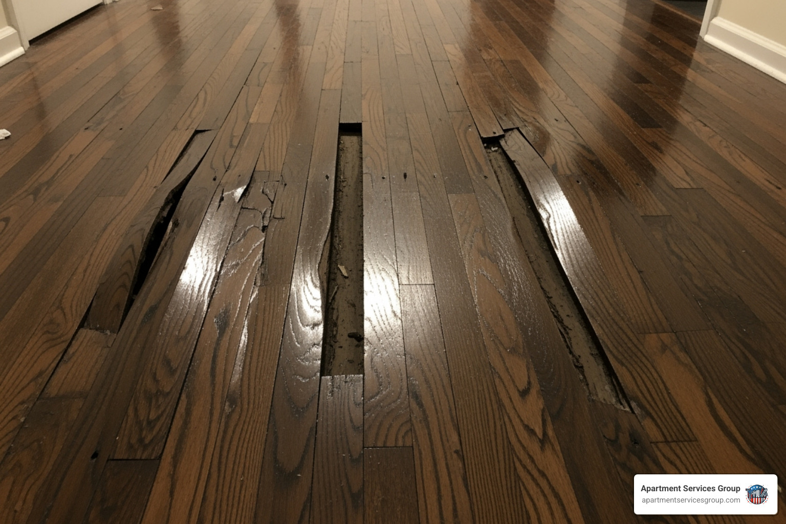 warped hardwood flooring - water damage Houston