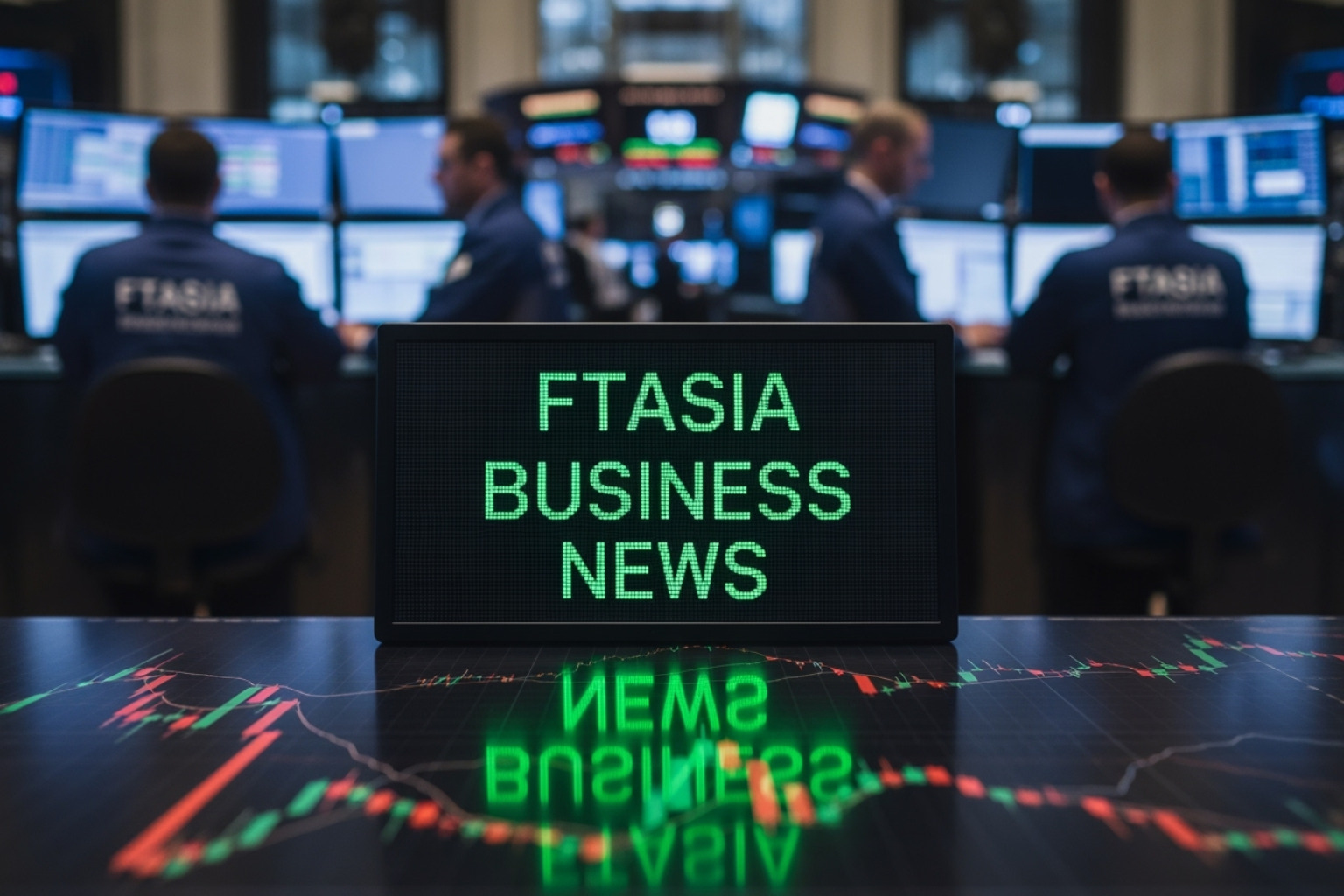 Illustrative financial news dashboard on a tablet displaying Asian market data - ftasiastock business news