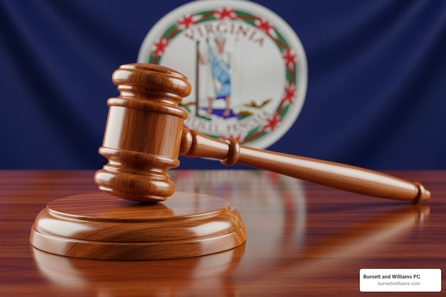 Gavel with the Virginia state flag in the background - motor vehicle accident lawyer near me Gavel with the Virginia state flag in the background - motor vehicle accident lawyer near me