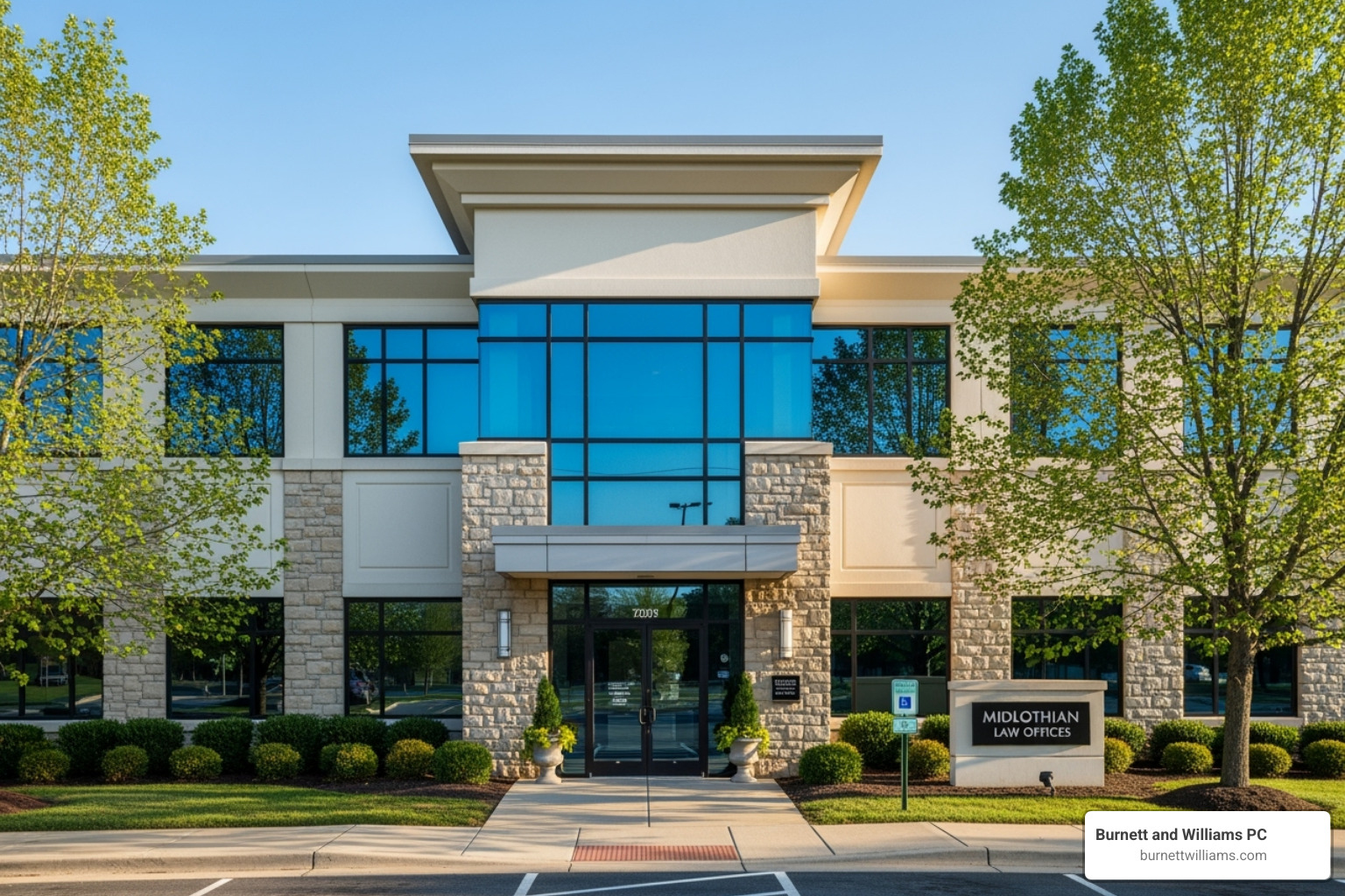 Burnett and Williams Midlothian office exterior: personal injury lawyer midlothian va