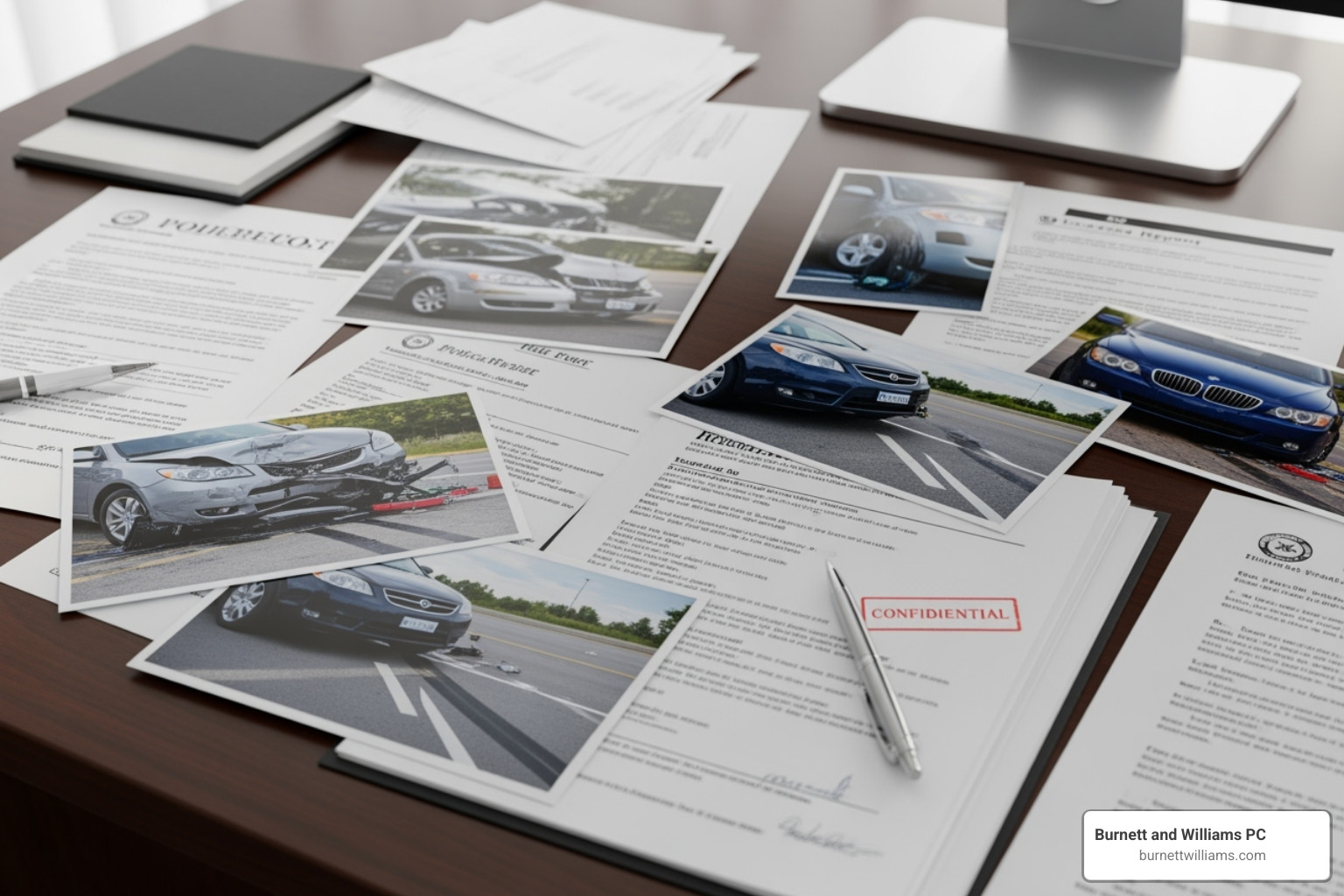 Attorney reviewing accident photos and police reports - Leesburg car accident attorney Attorney reviewing accident photos and police reports - Leesburg car accident attorney