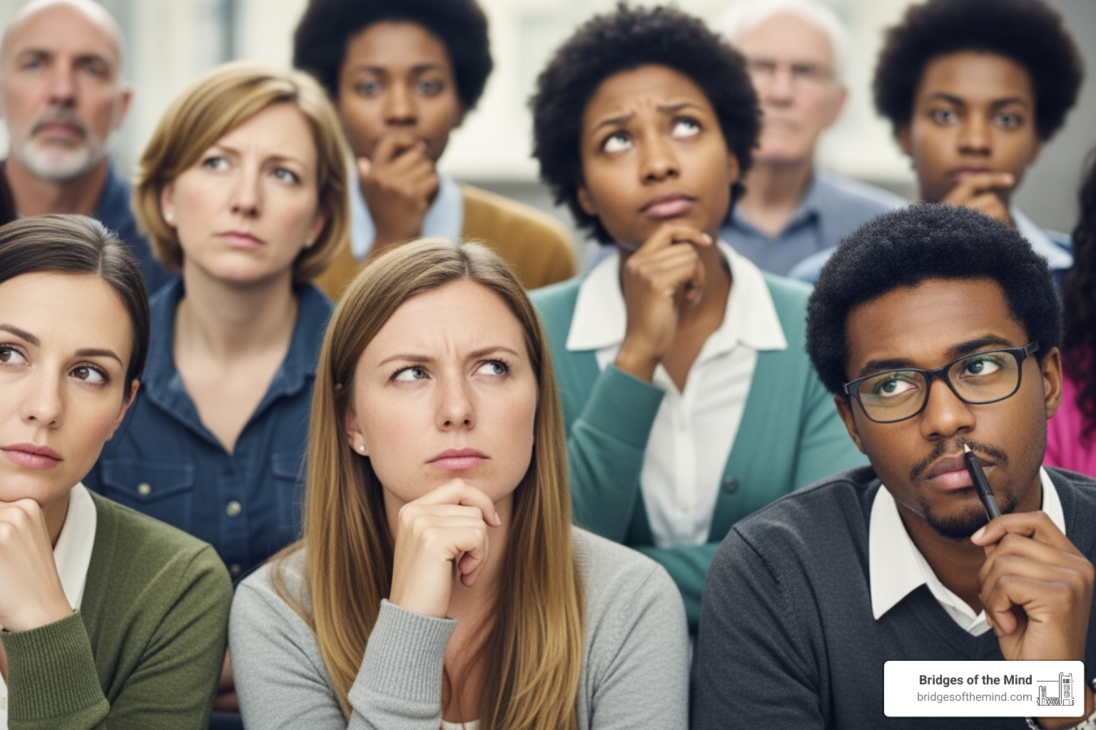 diverse individuals looking thoughtful - psychological testing near me
