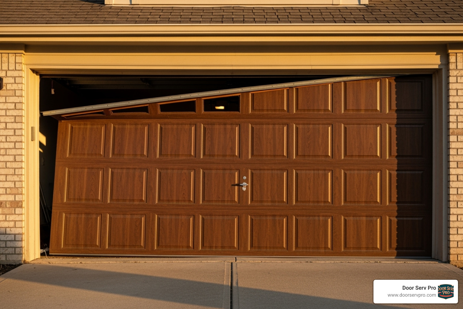 garage door that is crooked or off-track - broken garage door spring