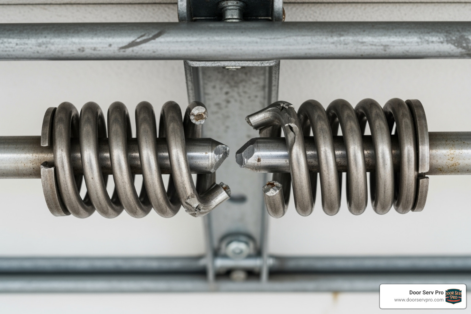 visible gap in a broken torsion spring - garage door spring fix