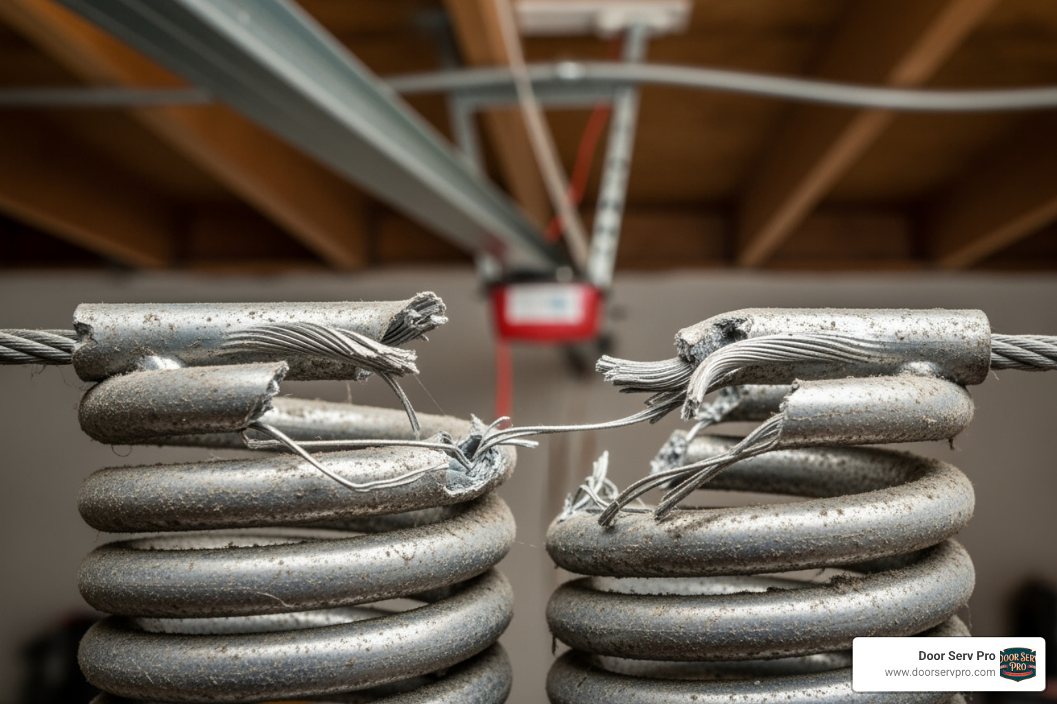 A garage door torsion spring that has snapped - garage doors in virginia