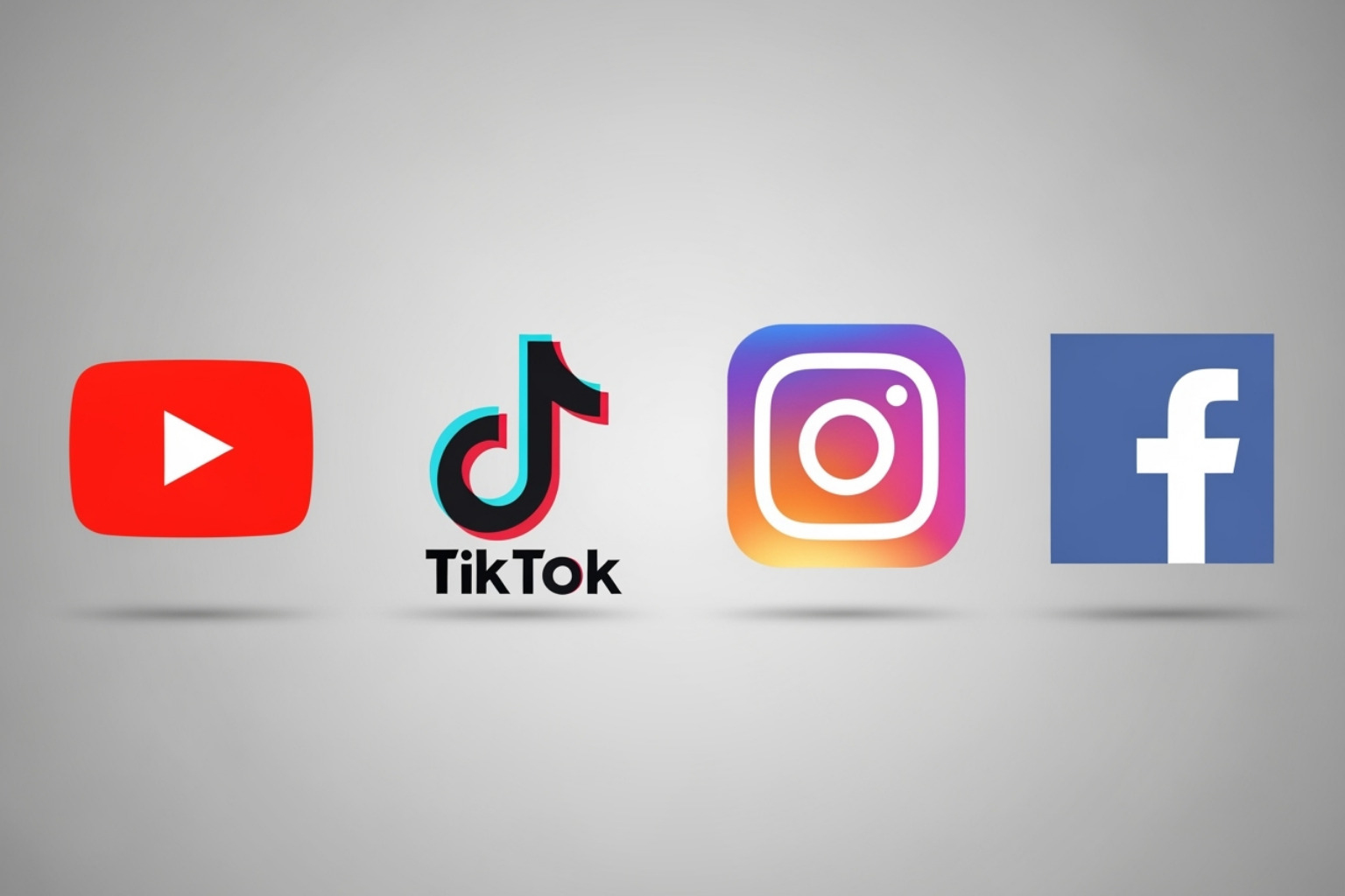 logos of YouTube, TikTok, Instagram, and Facebook - geekzilla tio geek