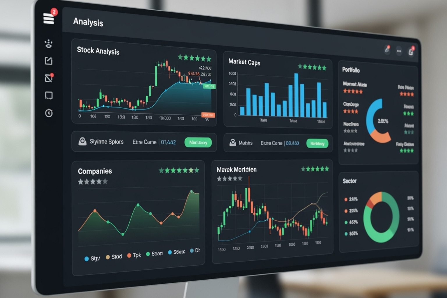 A modern, clean dashboard showing stock analysis charts and star ratings, reflecting the user-friendly interface of 5StarsStocks.com - 5starsstocks.com blue chip