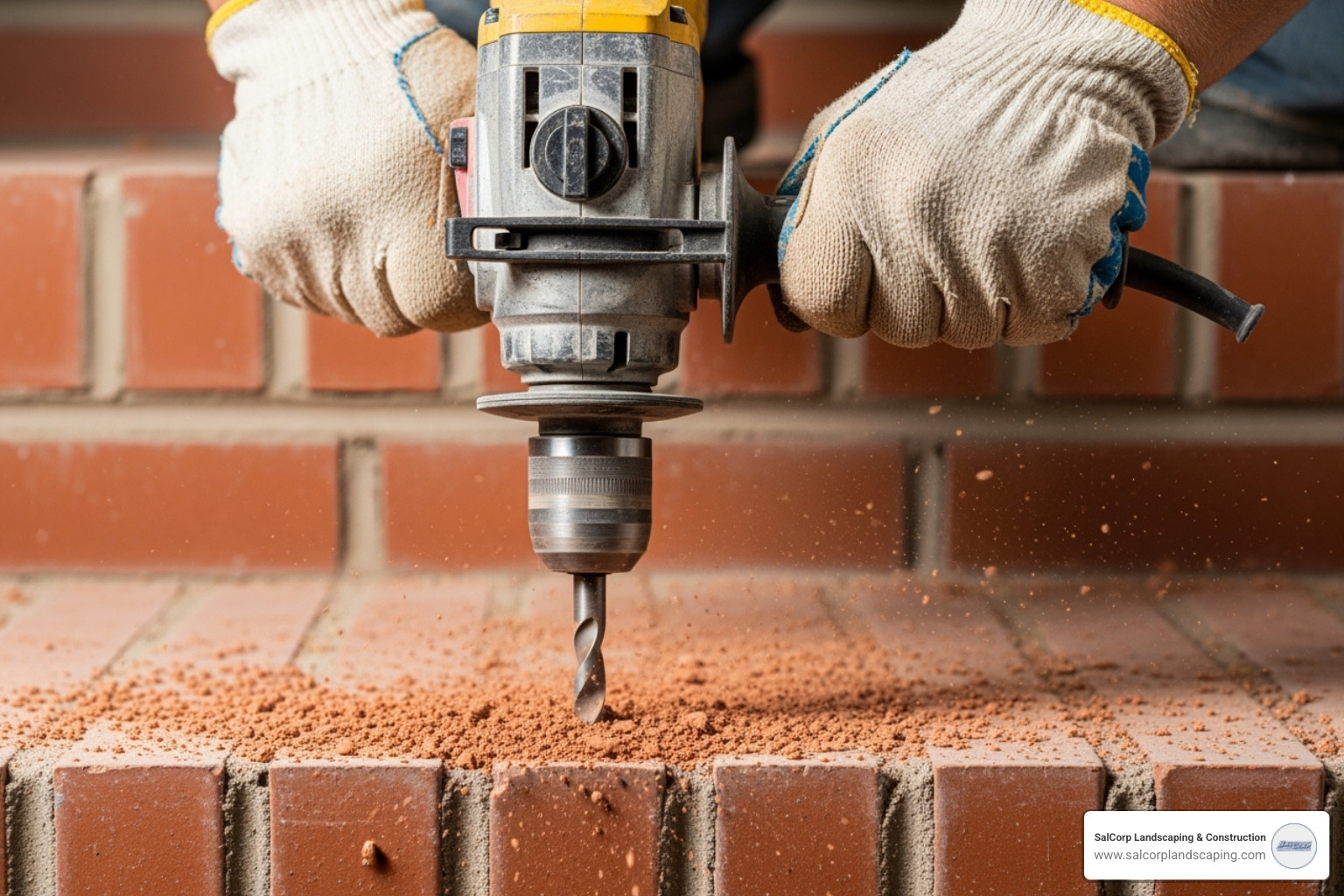 hammer drill into brick - how to install handrail on brick steps