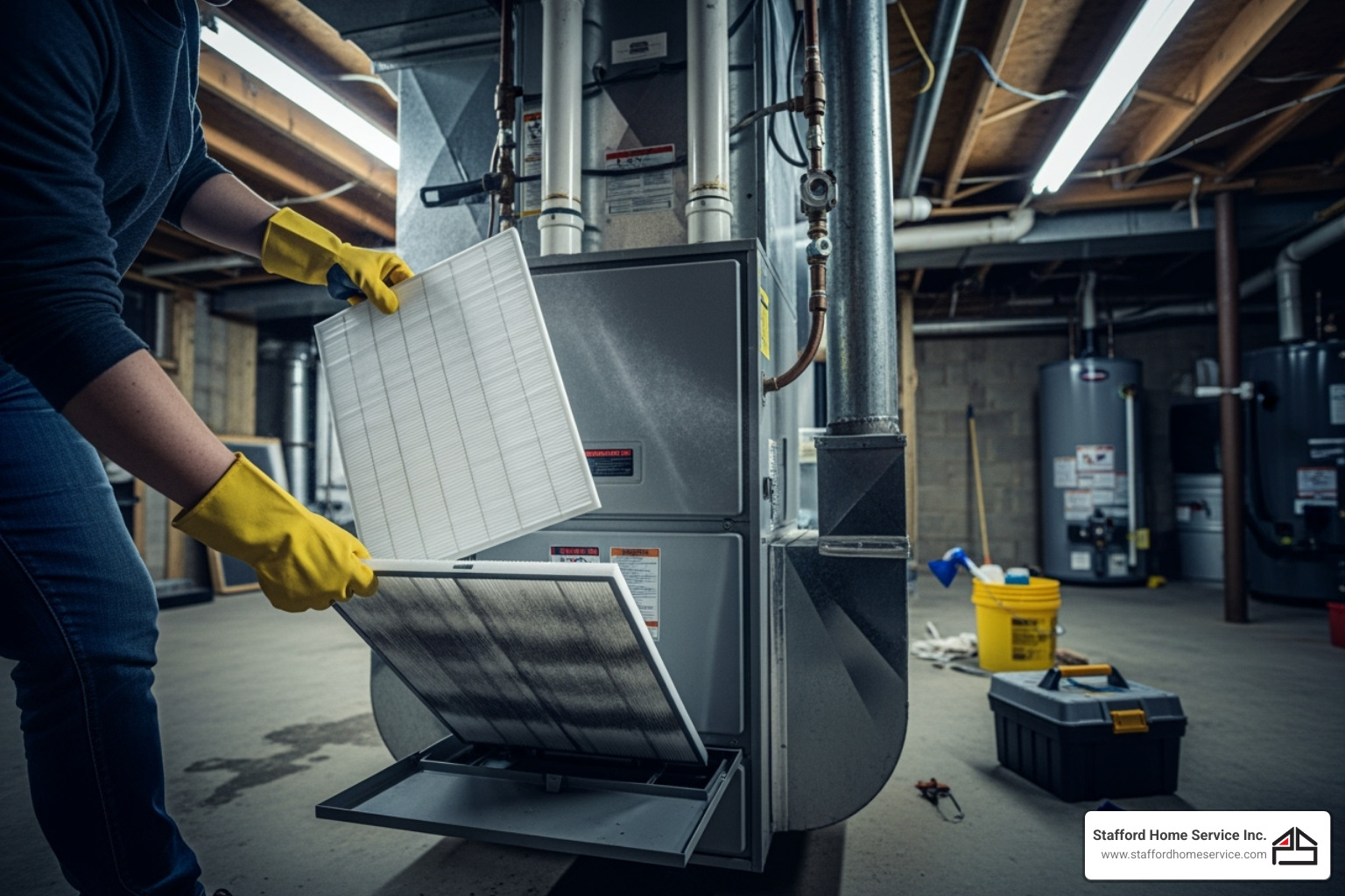 homeowner replacing a furnace air filter - heater not working homeowner replacing a furnace air filter - heater not working