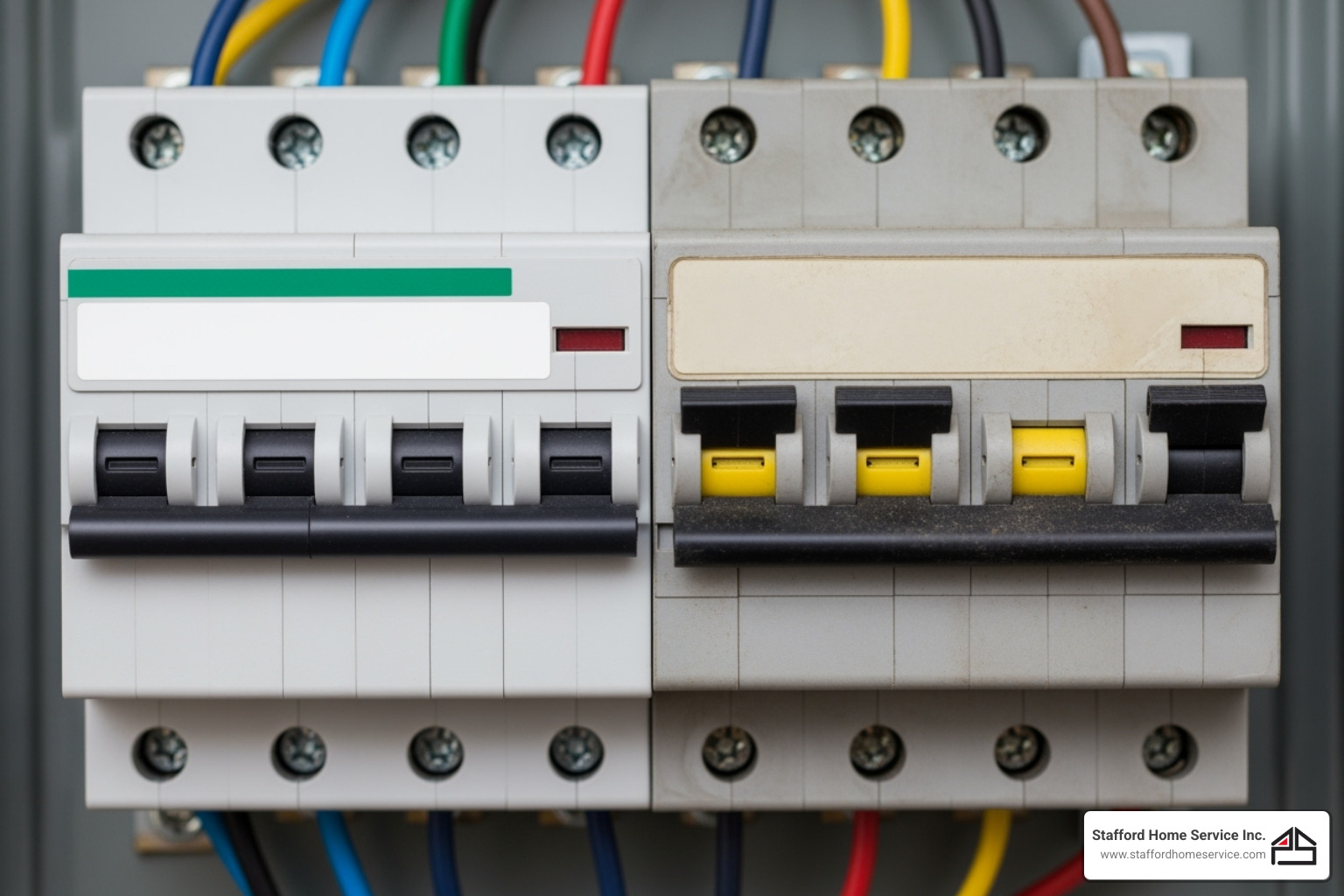 new circuit breaker next to old one - circuit breaker repair